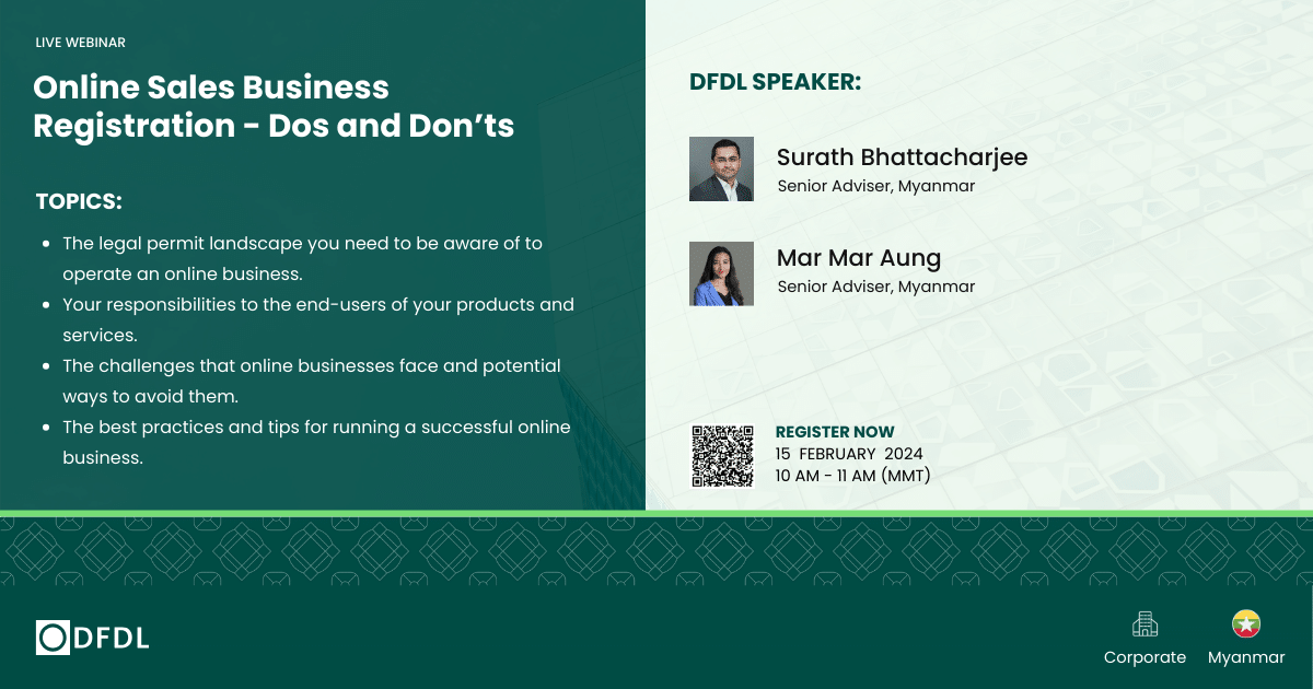 DFDL Myanmar Webinar: Online Sales Business Registration - Dos and Don
